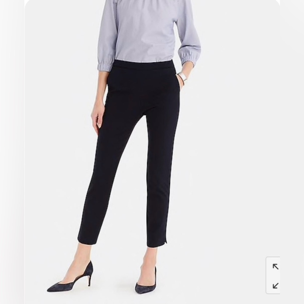 NWT J. Crew Martie Pant in Bi-Stretch Cotton Solid Black Women's Size 8